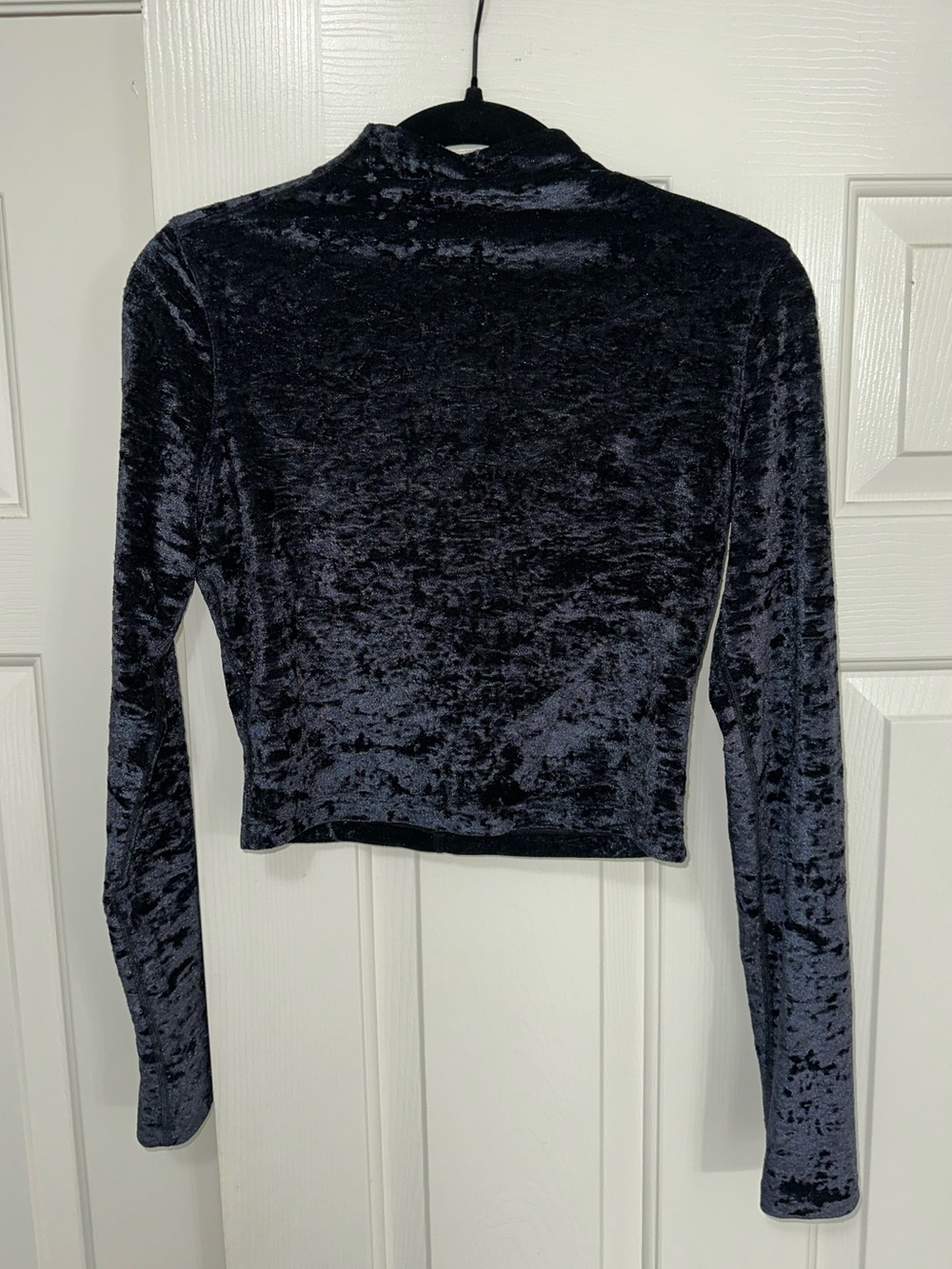lululemon athletica Black Crushed Velvet Long Sleeve Mock Neck